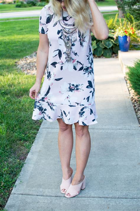 A Blush Pink Floral Dress Statement Necklace Ashley From Le Stylo