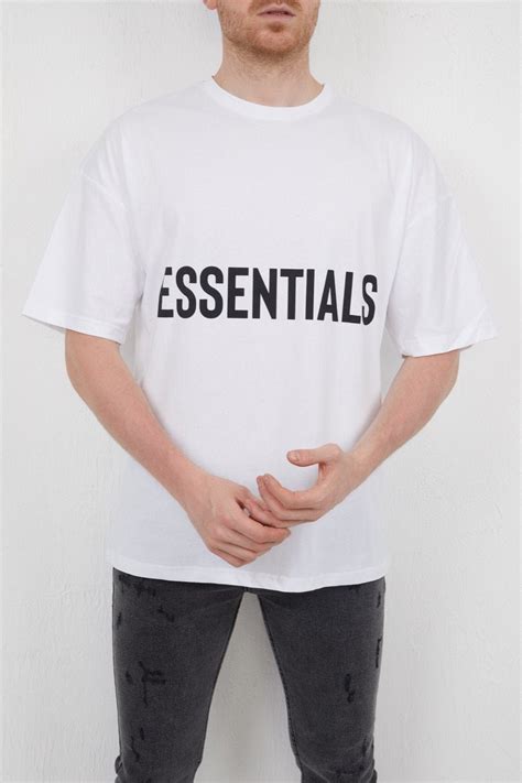 Essential Logo Oversized Baggy T Shirt White Essential Etsy