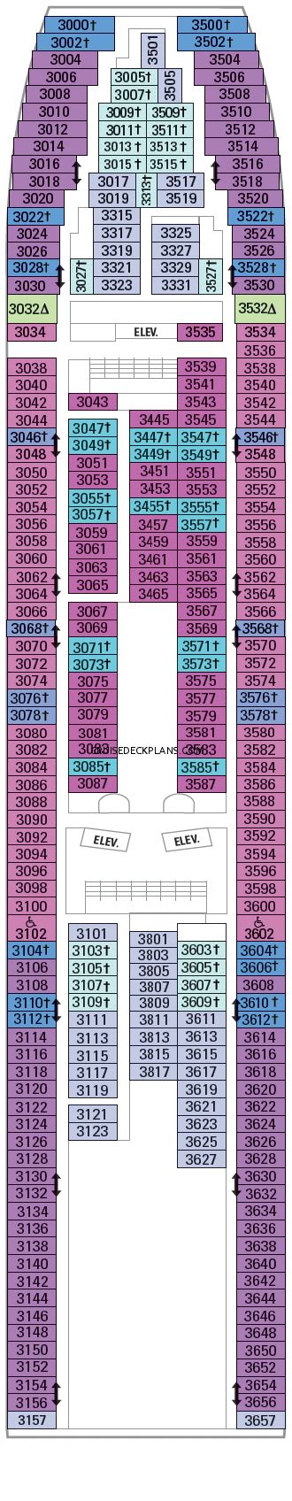 Please note that printable deck plans may not reflect the most recent changes. Rhapsody of the Seas Deck 3 Deck Plan Tour