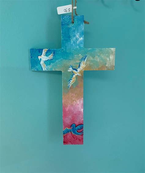 Hand Painted Wooden Crosses Christian Décor Religious Art Etsy