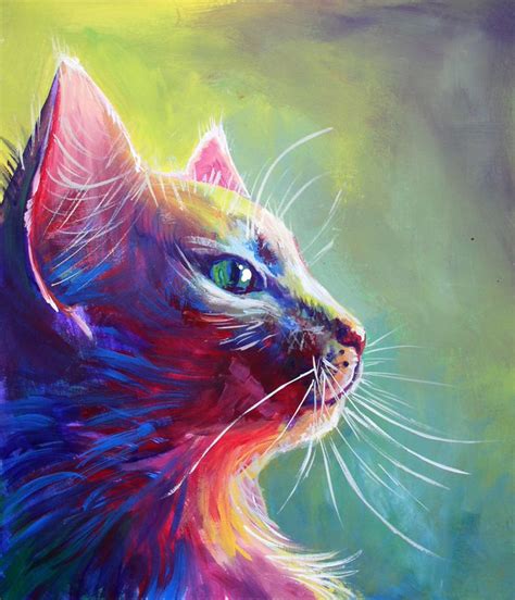 Beautiful Kitty Painting Oil Pastel Paintings Cat Painting Animal