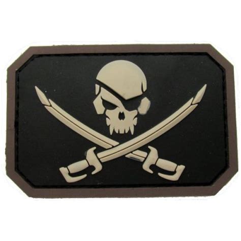 Pirate Skull Flag Morale Patch Pvc Black Swat High Speed Bbs
