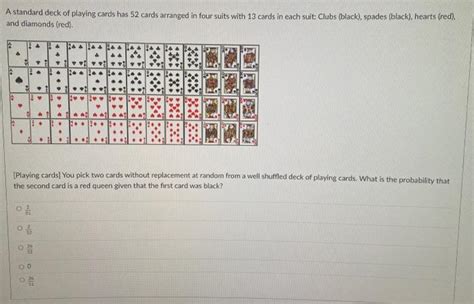 Solved A Standard Deck Of Playing Cards Has 52 Cards
