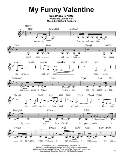 My Funny Valentine Sheet Music Rodgers And Hart Pro Vocal