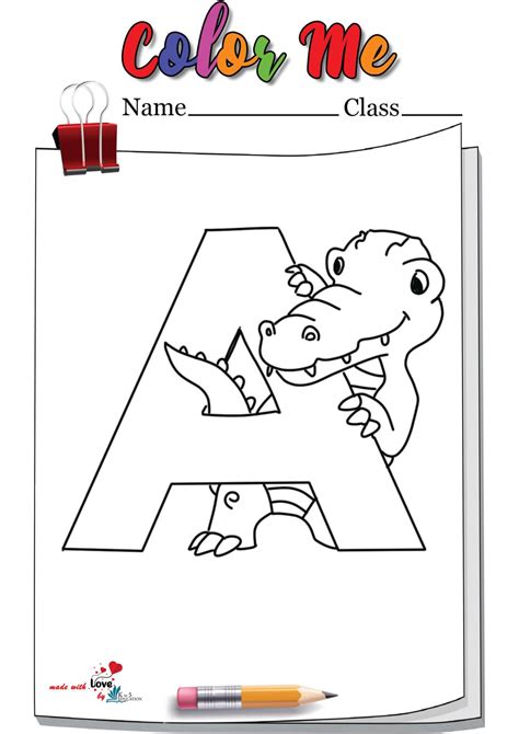 Alligator With Letter A Coloring Pages Free Download