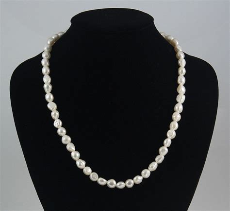 Tenyésztett gyöngy nyaklánc 50 cm, fehér, barokk - 7-8 mm | Necklace ...