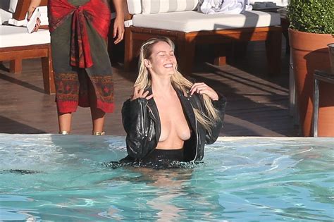 Candice Swanepoel Topless By The Pool Scandal Planet