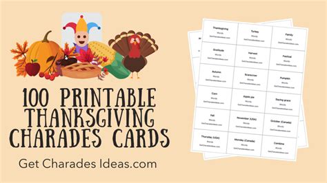 100 Thanksgiving Cards For Charades