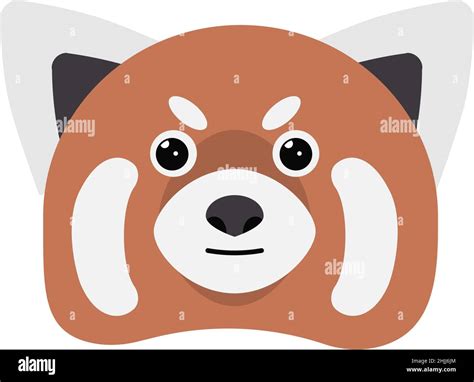 Red Pandas Head Cute Wild Animals Characters Portrait Isolated On