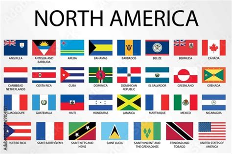 Alphabetical Country Flags For The Continent Of North America Buy