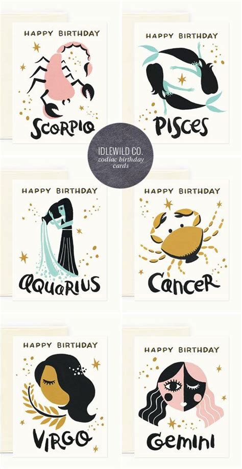 Zodiac Birthday Cards By Idlewild Co Paper Crave Zodiac Cards
