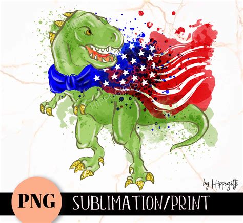 Patriotic Dinosaur4th Of July Png Digital Sublimation Etsy