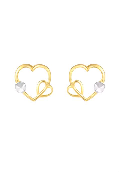 Buy Tomei Tomei Lusso Italia Dual Tone Heart Earrings Yellow Gold 916