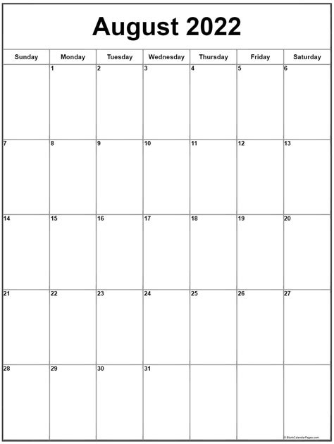 Create Your August 2022 Calendar Printable Get Your Calendar Printable