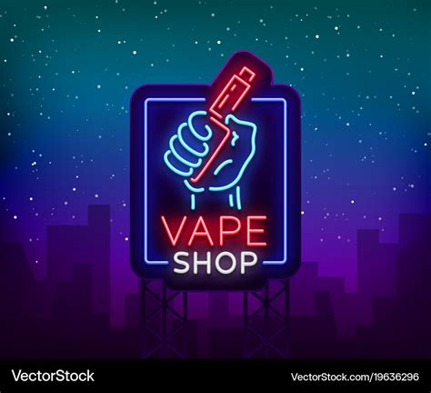 Vape Shop Neon Sign Billboard Royalty Free Vector Image