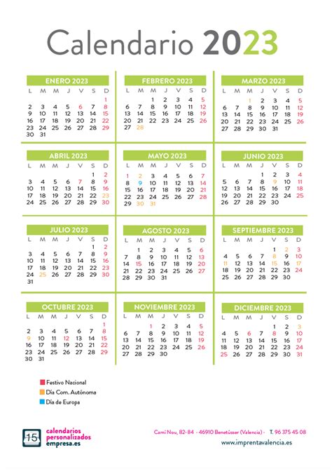 Calendario 2023 Para Descargar Calendarios Personalizados Empresa