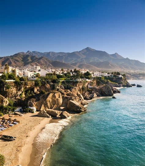 Nerja Beach At Sunrise In Andalucia Spain Stock Photo Image Of