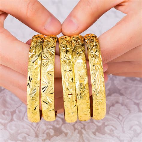 2017 Hot Sale 24k Gold Bracelet Luxury Accessories 24k Gold Dubai Gold Bangle Women Wedding