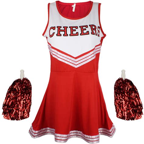 Buy Cherry On Top Cheerleader Fancy Dress Outfit Uniform High School Dress Stag Costume With Pom