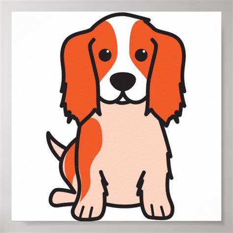 Cavalier King Charles Spaniel Dog Cartoon Poster