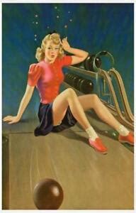 Sexy Pin Up Girl Bowling Vintage Style Poster Print Ebay