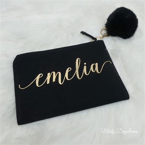 custom name makeup bag black