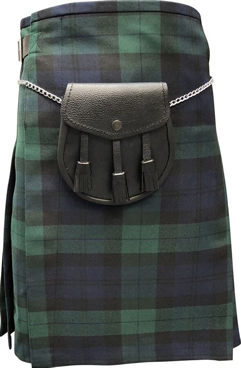 Tartan Tweeds Black Watch Tartan Lightweight 5 Yard Kilt And Leather