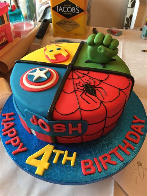 Avengers Cake Victoria Sponge With Jam And Buttercream Iced In Fondant