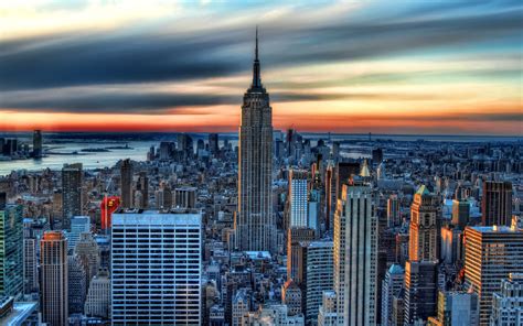 Sunset In New York City Sfondi Gratuiti Per Widescreen Desktop Pc