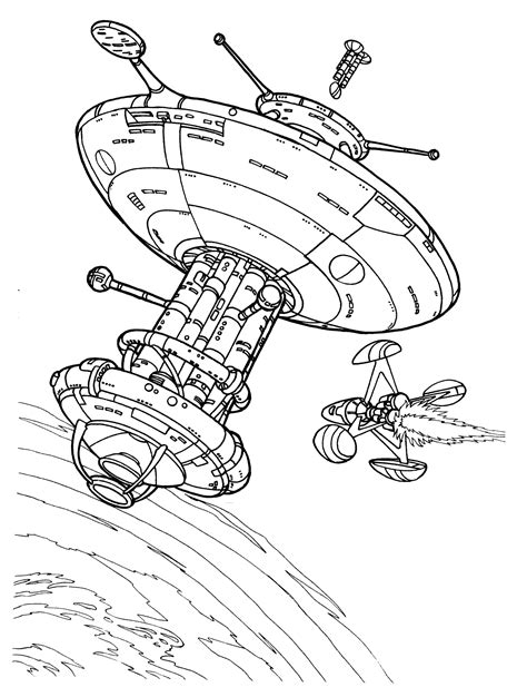 Download spaceship coloring pages and use any clip art,coloring,png graphics in your website, document or presentation. Coloring page - Space station