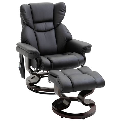 Homcom Massage Recliner Chair With Footrest 10 Vibration Levels Faux Leather Black
