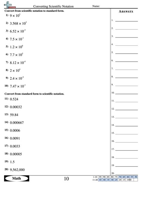 Changing Numbers To Scientific Notation Worksheet