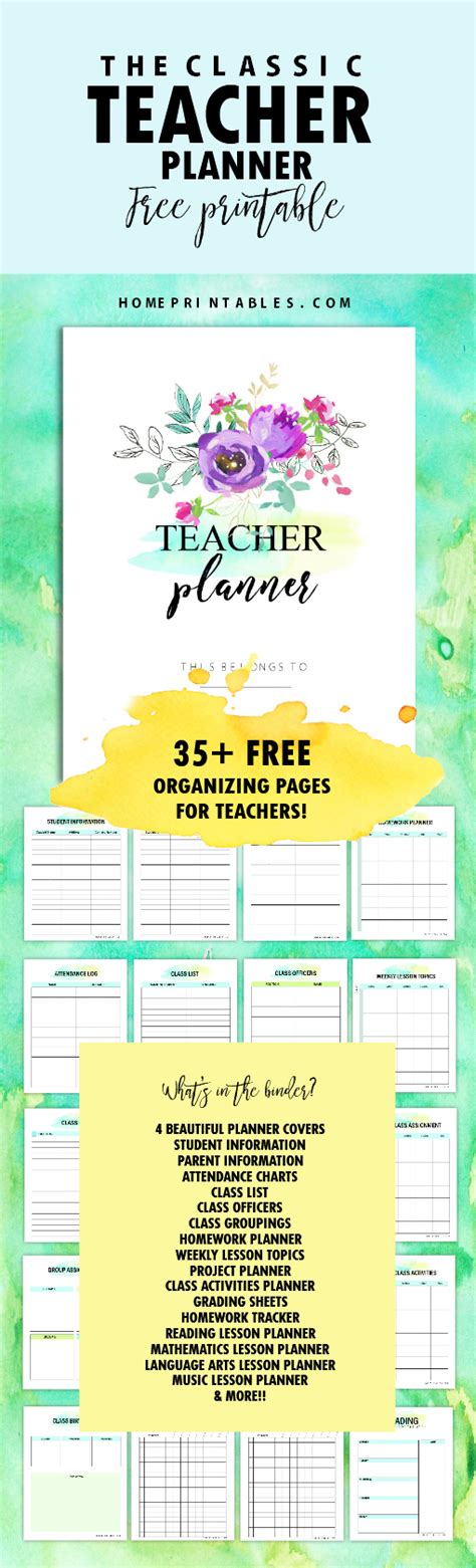 Create a preschool learning activities binder with a free printable for letters and shapes. Free Teacher Planner Printables: 35 Organizing Sheets ...