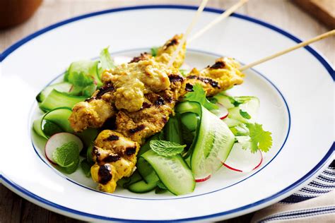Chicken Satay Skewers With Cucumber Salad Recipe Chicken Satay Skewers Chicken Satay Light