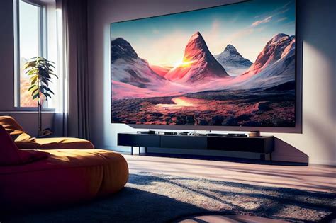 Premium Photo Big Tv In A Living Room Elegant Living Room With Big Tv