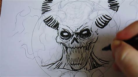 Drawing A Demon Devil With Just Ink Pens Youtube