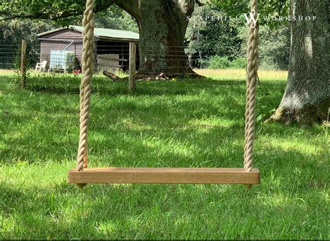 Luxury Oak Tree Swing Double Large Wooden Rope Outdoor Etsy