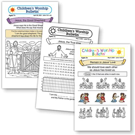 Printable Kids Bible Lessons Childrens Worship Bulletins