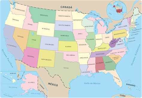 Mapa Politico Mapa Dos Estados Unidos Mapa Eua Mapa Turístico