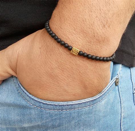 Men S Bracelet Black Onyx Matt Bracelet Beaded Men