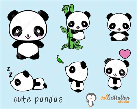 Kawaii Panda Cute Panda Kawaii Cute Eps Vector Vector File