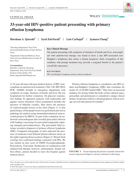 Pdf 33 Year Old Hiv Positive Patient Presenting With Primary Effusion