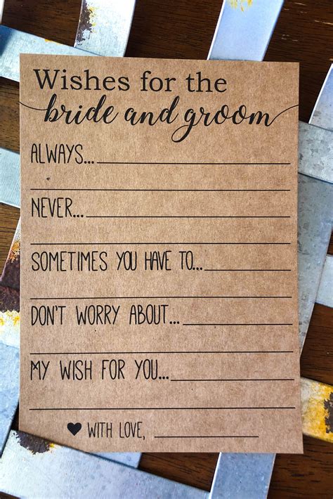 Wishes For The Bride And Groom Advice For The Bride And Etsy Wishes For The Bride Groom