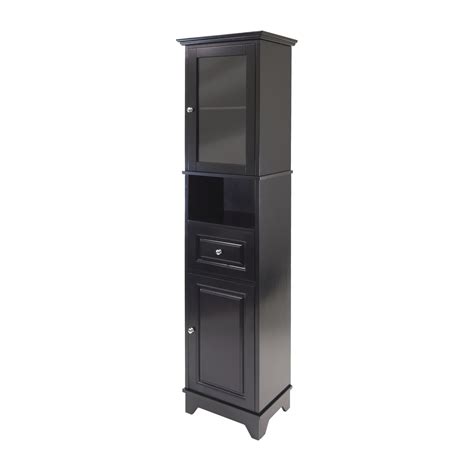 Winsome Alps Tall Cabinet With Glass Door And Drawer By Oj Commerce