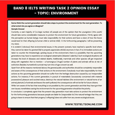 Band 8 Ielts Writing Task 2 Opinion Essay Topic Environment Protection