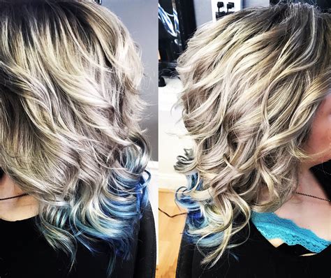 Ash Blonde With Platinum Highlights And Peekaboo Blue Beauty Make Up
