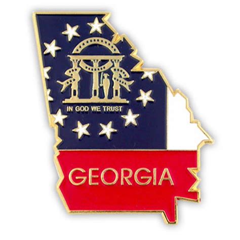 Details About Pinmarts State Shape Of Georgia And Georgia Flag Lapel