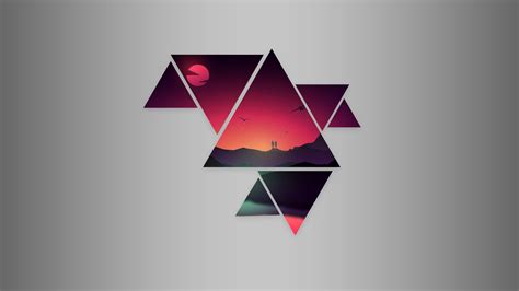 Wallpaper 2560x1440 Px Abstract Sunset Triangle