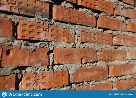Surface Of An Old Red Brick Wall Grunge Background Texture