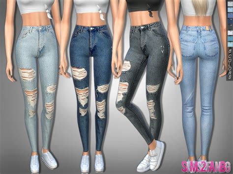 The Sims Resource 322 Ripped Skinny High Jeans By Sims2fanbg Sims 4 Downloads